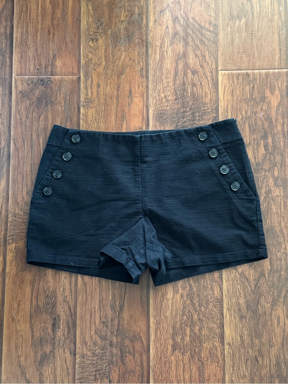 (308) LOFT Black High-Waist Button-Accent Bike Shorts